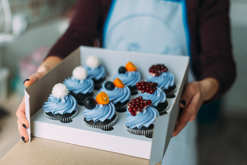 crop-woman-holding-box-with-muffins